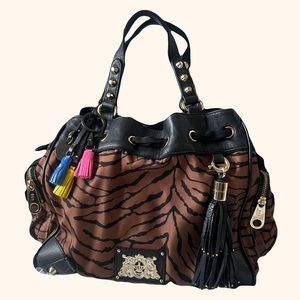 Juicy couture Malibu daydream bag brown black tiger print y2k leather bag